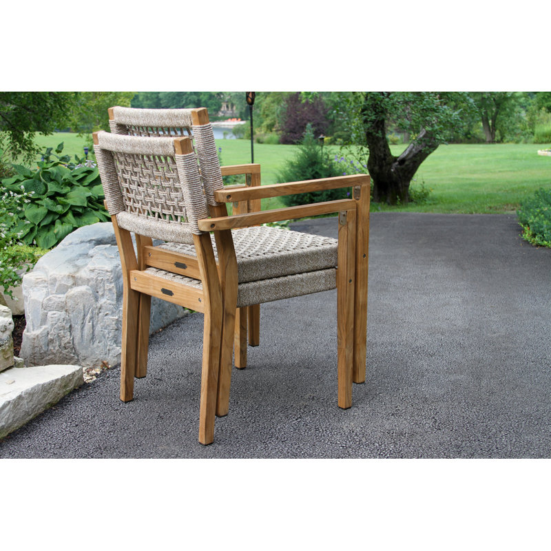 Joss & Main Cava Nautical Rope & Teak Stacking Armchairs, 2pk & Reviews Wayfair Canada